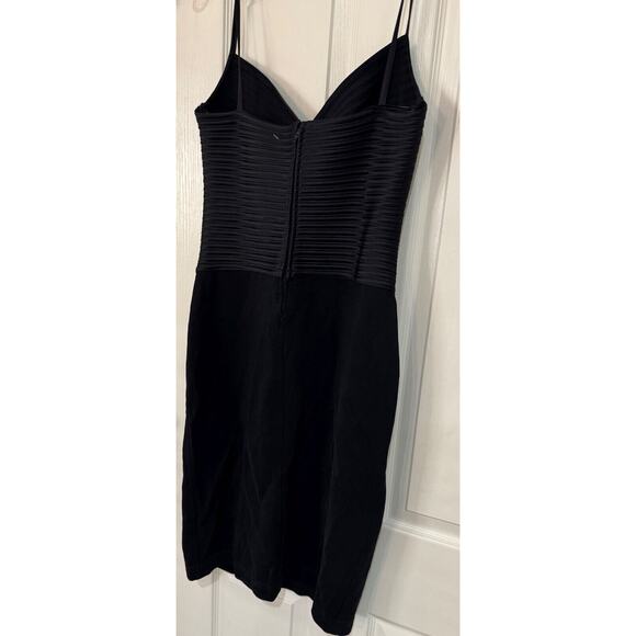 VINTAGE LILLIE RUBIN BLACK RIBBED BLACK MINI DRESS SZ S/M - Picture 3 of 5